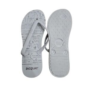 Jean Michel Basquiat Tidal Mens Flip Flops Sz 10 Savoy Wearable Art Thong Sandal